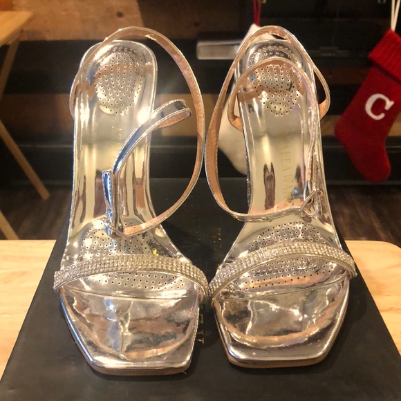 Silver Metallic Sandals - Picture 1 of 7